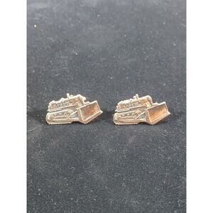 Bulldozer Cufflinks Bull Dozer Construction Equipment Gold Tone Cuff Links Vtg.
